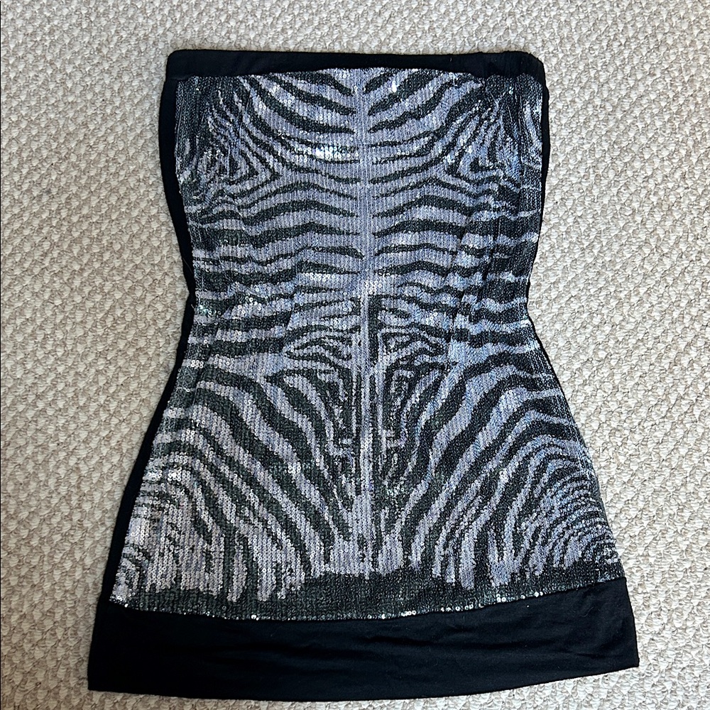 Zebra Sequin Tube Top